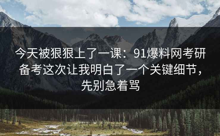 今天被狠狠上了一课：91爆料网考研备考这次让我明白了一个关键细节，先别急着骂