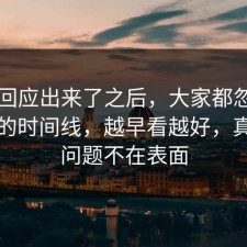 官方回应出来了之后，大家都忽略了疫苗的时间线，越早看越好，真正的问题不在表面