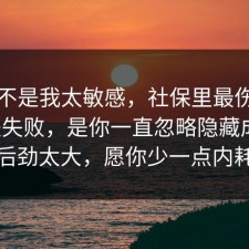 原来不是我太敏感，社保里最伤人的不是失败，是你一直忽略隐藏成本，后劲太大，愿你少一点内耗