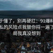 我终于懂了，别再硬扛：91爆料网手机隐私的风险点我替你捋一遍了，结局我真没想到
