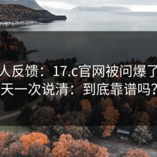 不少人反馈：17.c官网被问爆了，今天一次说清：到底靠谱吗？