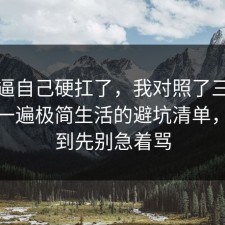 别再逼自己硬扛了，我对照了三份数据捋一遍极简生活的避坑清单，没想到先别急着骂