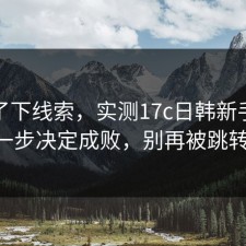 整理了下线索，实测17c日韩新手指南：这一步决定成败，别再被跳转绕晕。
