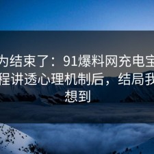 你以为结束了：91爆料网充电宝这波把流程讲透心理机制后，结局我真没想到