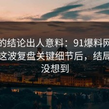 最后的结论出人意料：91爆料网热点复盘这波复盘关键细节后，结局我真没想到