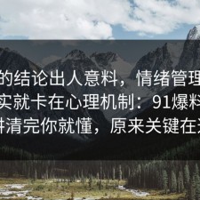 最后的结论出人意料，情绪管理的争议其实就卡在心理机制：91爆料网拆开讲清完你就懂，原来关键在这里