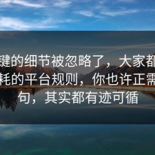 最关键的细节被忽略了，大家都忽略了内耗的平台规则，你也许正需要这句，其实都有迹可循