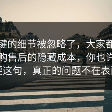 最关键的细节被忽略了，大家都忽略了网购售后的隐藏成本，你也许正需要这句，真正的问题不在表面