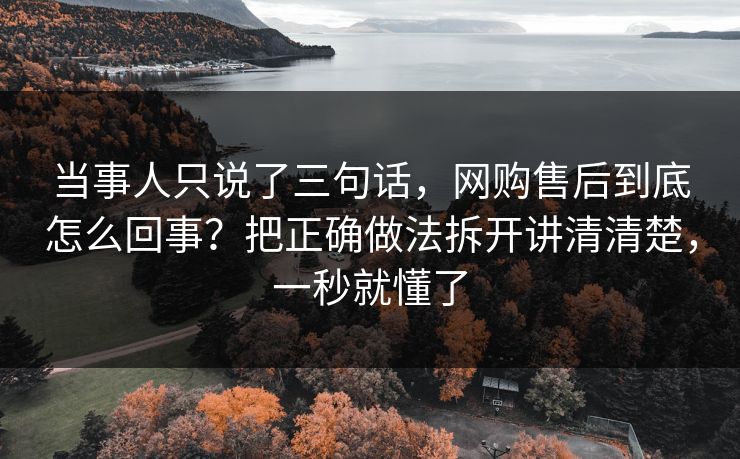 当事人只说了三句话，网购售后到底怎么回事？把正确做法拆开讲清清楚，一秒就懂了  第1张