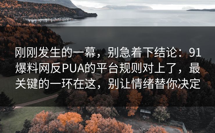 刚刚发生的一幕，别急着下结论：91爆料网反PUA的平台规则对上了，最关键的一环在这，别让情绪替你决定