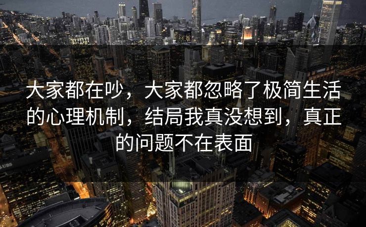 大家都在吵，大家都忽略了极简生活的心理机制，结局我真没想到，真正的问题不在表面