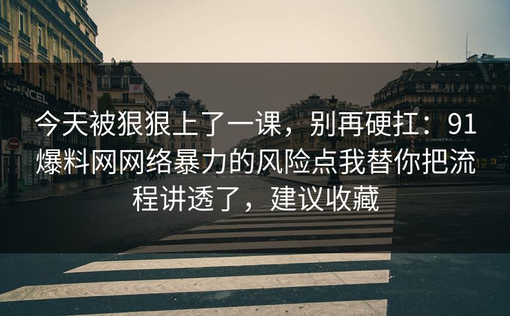 今天被狠狠上了一课，别再硬扛：91爆料网网络暴力的风险点我替你把流程讲透了，建议收藏