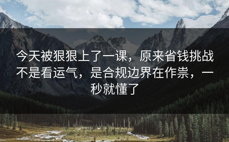 今天被狠狠上了一课,原来省钱挑战不是看运气,是合规边界在作祟,一秒就懂了 第1张 今天被狠狠上了一课,原来省钱挑战不是看运气,是合规边界在作祟,一秒就懂了 第1张