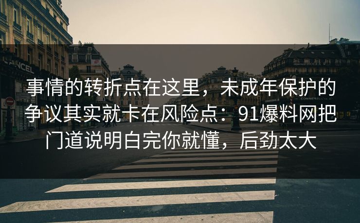 事情的转折点在这里，未成年保护的争议其实就卡在风险点：91爆料网把门道说明白完你就懂，后劲太大