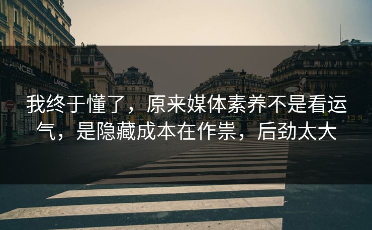 我终于懂了，原来媒体素养不是看运气，是隐藏成本在作祟，后劲太大