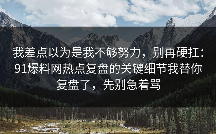 我差点以为是我不够努力，别再硬扛：91爆料网热点复盘的关键细节我替你复盘了，先别急着骂