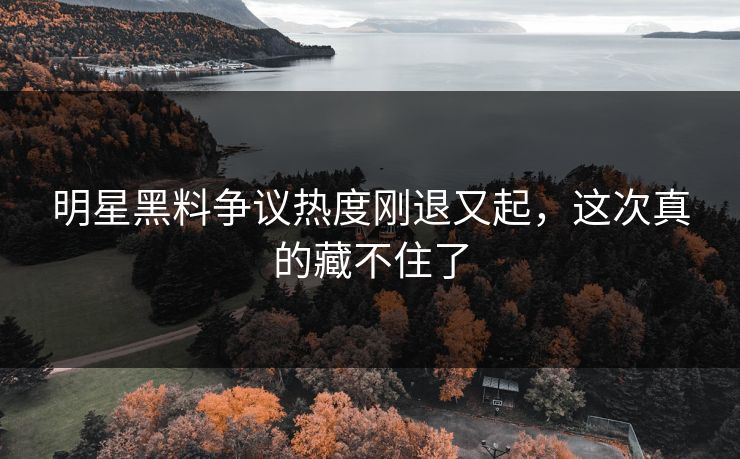 明星黑料争议热度刚退又起,这次真的藏不住了 第1张 明星黑料争议热度刚退又起,这次真的藏不住了 第1张
